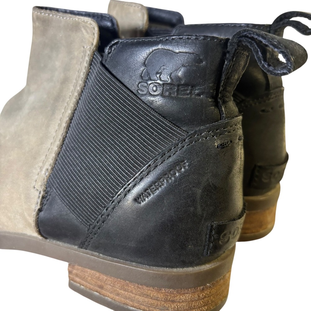 Sorel Emelie Chelsea Waterproof Leather Boots Quarry Black NL3719-052 Womens 8.5 - Picture 5 of 11